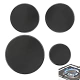 TWZKXC 4 Pcs Gas Stove Burner Cap Set, Metal Cooker Hat Replacement Kit, Compatible With SABAF Stoves, Oven Burner Cover, (Black Flat 3.93