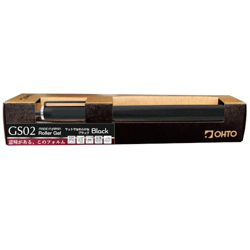 Image of OHTO GS02 Black Roller Gel Pen - Metal Design with Aluminum Barrel, 0.5mm Black Ink Fine Point, Quick-Dry Ceramic Ink, Smudge-Free Writing, Perfect for Office, Journaling and Gifts. AP-Certified Japan