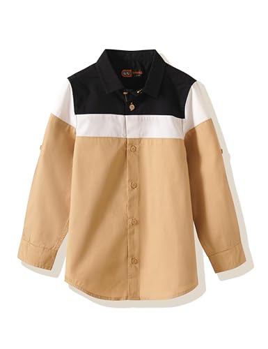 Image of Amazon Brand - Symbol Boys 100% Cotton Color Block Casual Shirt | Full Sleeves | Regular Fit | Age 2-14 Years