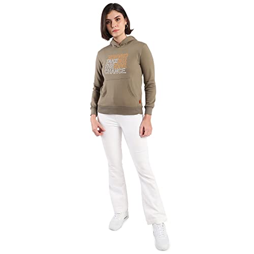Image of PINACOLADA Women's Cotton Solid Printed Sweatshirt with Hoodie, Regular Fit for Casual Wear Full Sleeve Sweatshirt Crafted with Comfort Fit and High-Performance for Everyday Wear