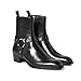 DHAEY Western Cowboy Boots for Women Men Side Zipper Pointed Toe Fashion Unisex Ankle Boots Retro Classic Short Boots for Spring Fall (Color : Black, Size : 11 Women/9.5 Men)