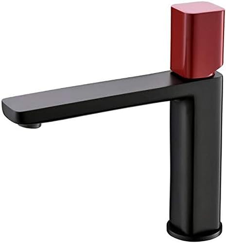 洗面器の蛇口浴室のシンクミキサータップブラシゴールドクロームブラックレッドファッション洗面器水シンクミキサー銅-黒(Black Red)