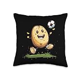Cool jumping potato with soccer ball outfit Throw Pillow