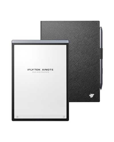 iFLYTEK AINOTE Air 2 Bundle – 8.2'' Digital Writing Tablet with Pen, Smart Voice-to-Text Notes, Multilingual Transcription, ChatGPT Integration, Includes Black Folio Case