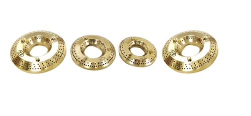 AST Brass Gas Stove Burners Cap Set of 4 Suitable for Prestige, Elica, Sunflame, Glen, Faber, Preethi, Blue Flame, Kaff, Kuchina, Usha, and all Branded Manual Ignition Glass Tops, Hobs Cooktops (Sizes - 1 Jumbo 9.2 CM, 1 Medium 7.8CM & 2 Small - 6.8 CM)