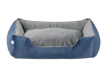 Gorgeous Square Shape Reversible Dual Ultra Soft Ethnic Velvet Bed for Dog and Cat Blue,Grey-XL