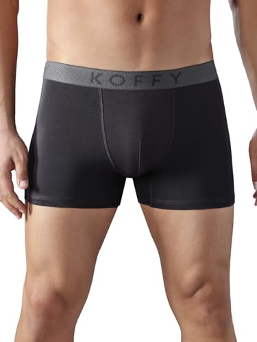 Image of KOFFY Men's Stretchable Cotton Lycra Long Trunk with C-Type Front Open | Wrinkle-Free | Ultra-Soft Elastic