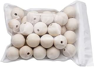 Mljtoyo 30Pcs 30mm Natural Large Round Wooden Beads Unfinished Wooden Loose Spacer Beads with Large Hole 6mm for Crafting Making,Home Farmhouse Decor,Macrame,Handwork and DIY Crafts(30mm)