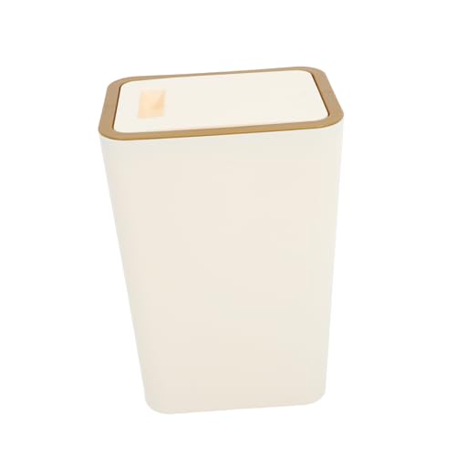 Caneca de basura pequeña Zerodeko 10.5L crema con tapa