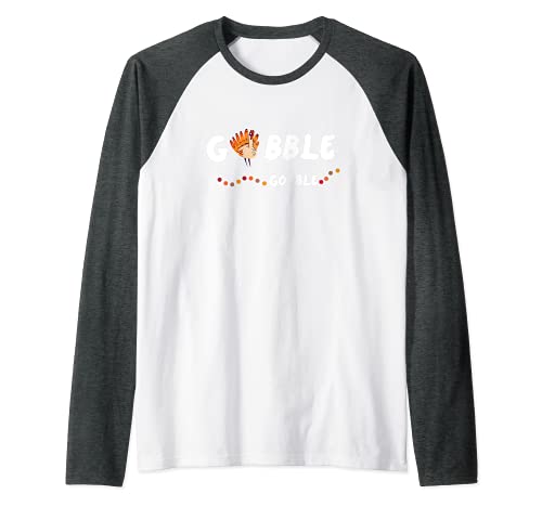 Gobble Gobble Thanksgiving Raglan Baseball Tee, Grey