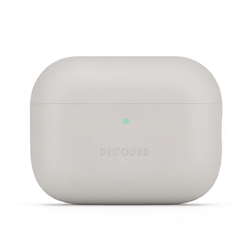 DECODED Étui en Silicone pour AirPods Pro 3, Silicone Soft Touch, Compatible MagSafe, Indicateur de Charge LED, Recharge sans Fil, Résistant aux Rayures, Gris