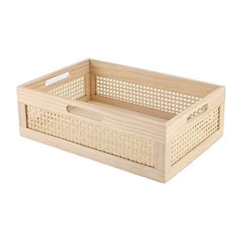 YRMT Wooden Storage Basket with Handles Cover