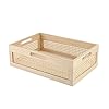 Yrmt wooden baskets shallow wood storage basket crate with handles decorative storage bins organizer rustic farmhouse countertop basket for shelvespantrykitchen  urban country home decor