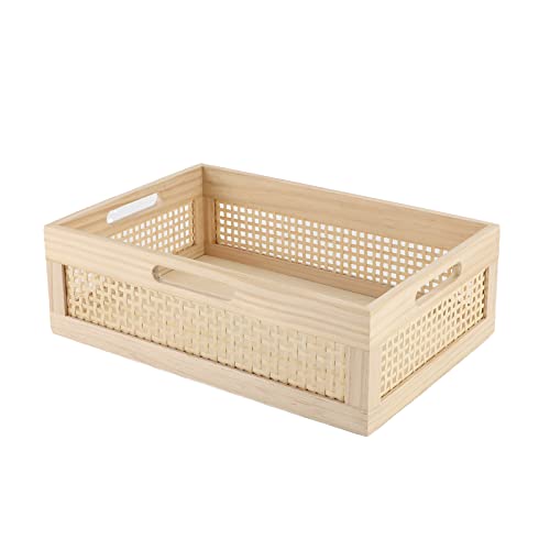 YRMT-Wooden-Baskets-Shallow-Wood-Storage-Basket-Crate-with-Handles-Decorative-Storage-Bins-Organizer-Rustic-Farmhouse-Countertop-Basket-for-ShelvesPantryKitchen YRMT Wooden Baskets Shallow Wood Storage Basket Crate with Handles Decorative Storage Bins Organizer Rustic Farmhouse Countertop Basket for ShelvesPantryKitchen