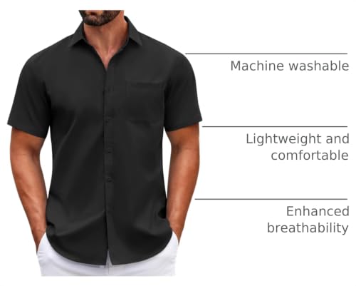 Image of COOFANDY Mens Short Sleeve Casual Button Down Shirts Summer Untucked Dress Shirts with Pocket