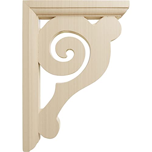 Ekena Millwork Bkt01X06X08Burw-Case-2 Bulwark Wood Brackets, 1 1/2"W X 6"D X 8 1/2"H (2-Pack), Rubberwood #TOP2