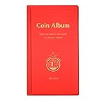 MULOVE 180 Pockets Coin collectors storage, 50P Coin Collectors Album Coin Collection Holder Book Suitable for Coin Diameter Less Than 1.66 Inches (Red)
