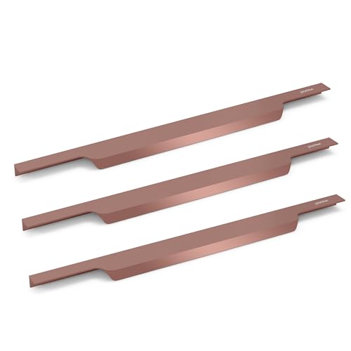 Image of Plantex Profile Handle for Kitchen Cabinet /18 Inch Aluminium Drawer Profile Handle /Wardrobe Pull Handle for Home /Office /Hotel - Pack of 3 (Rose Gold)