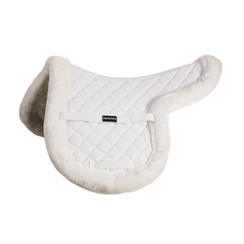 Equinavia Eidsvoll Shaped English Saddle Pad for Show Jumping with Ultra Fleece Trim - White - L