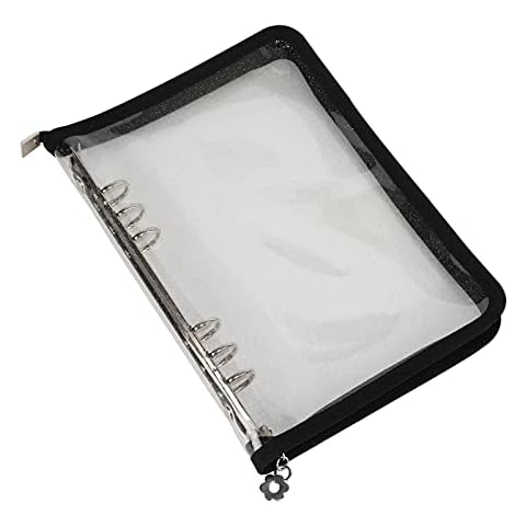 A5 Glitter Notebook Binder, 6 Ring PVC Planner Budget Binder Cover with Zipper, Loose Leaf Planner Binder Folders for Journal, Photo Album, Planner Cover