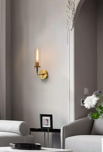Image of Phansthy Hardwired Wall Sconces with Switch Set of 2, Modern Bathroom Wall Lighting Vanity Light with Clear Glass, Wall Mount Lights for Living Room Corridor Mirror Bedroom Stairs (Antique 2 Pack)