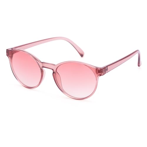COLOSSEIN Sunglasses Womens,Pink Sunlgass,UV400 Lens Round Frame Retro Sunglasses