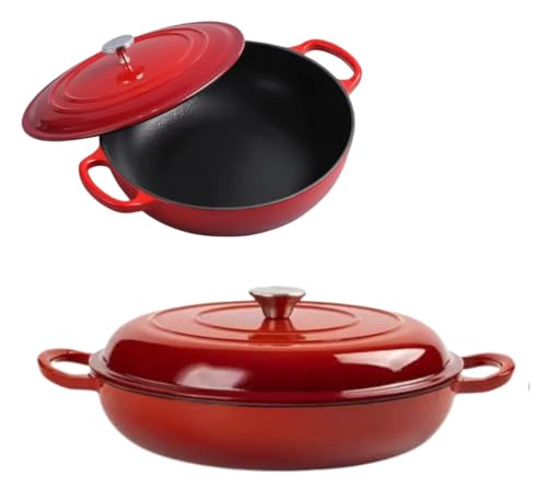 Wok de Ferro Fundido Esmaltada Vermelha 26cm