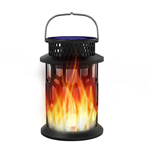 Relogeuhr Garten Solarlampen für Außen Hängend,Outdoor Laterne Flamme Solar Lichter IP65 Wasserdicht Solarleuchten Gartendeko ,Weihnachtsbeleuchtung für Outdoor, Balkon, Patio (Schwarz) Cover