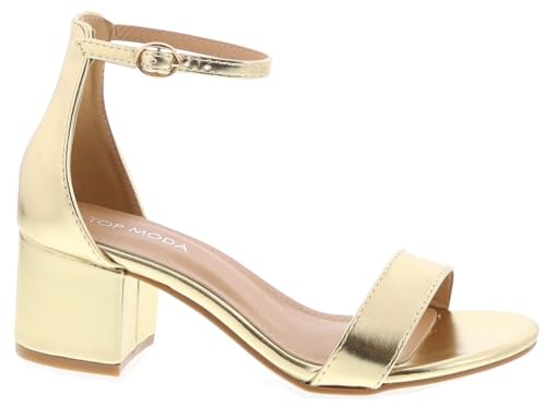 Image of TOP Moda Darcie-1 Ankle Strap Dressy High Heel Sandal, Non-slip Sole, For Wedding, Party, Prom, Evening Wear, or Any Occasion, Sleek Style Block Heel Sandals