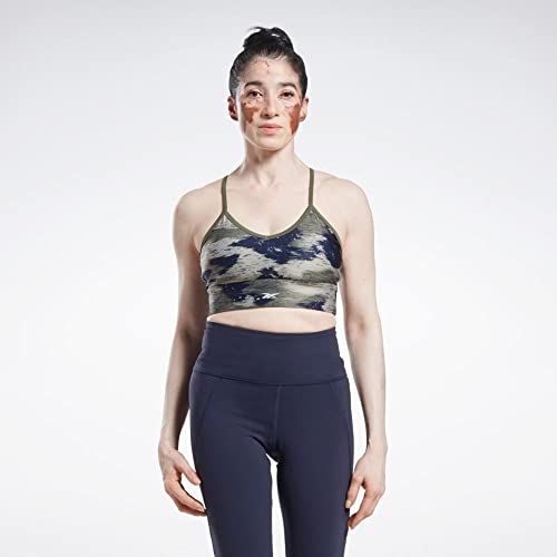 Image of Reebok Women's Satin 91% PES /9% El-Interlock-Hydrophilic Finish /Print-Digital Sublimation-Disperse Classic Workout Sports Bra