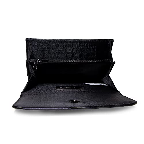 Buckle Down Men's Wallet, Foldover, Disney Signature D Logo Gold, Quilted Black Vegan Leather, 6.5" x 4.5"4