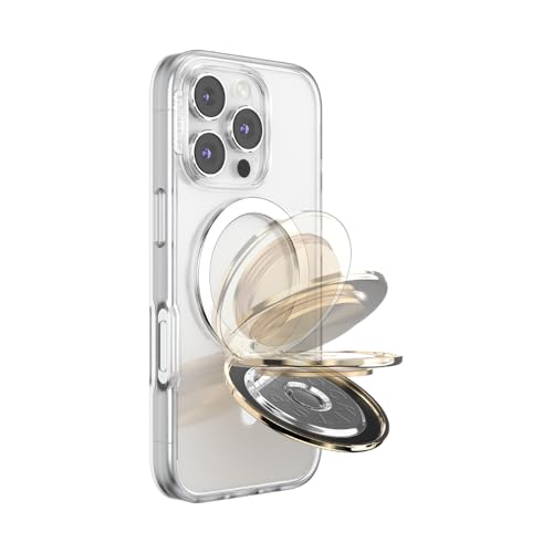 Image of PopSockets Kick-Out Grip for MagSafe, Adjustable Kickstand for Portrait or Landscape, Magnetic Stand, Gold - Gold Radial