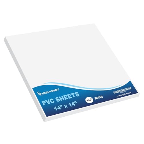 Image of Mega Format Expanded PVC Plastic Sheets - 14 inch X 14 inch Rigid White Sheet for Crafts, Signage, & Displays - Sintra, Celtec PVC Board - Waterproof for Outdoors Use - 1 /2 inch 12mm Thick - 1-Pk-White