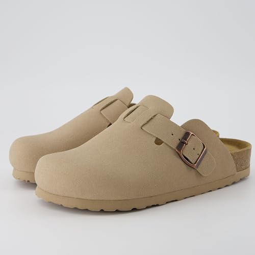 Image of CUSHIONAIRE Hana Womens Clogs | Comfortable Vegan Suede Clogs for Women | Slip On Potato Shoes with Cork Footbed & Arch Support | Memory Foam, Wide Widths Available