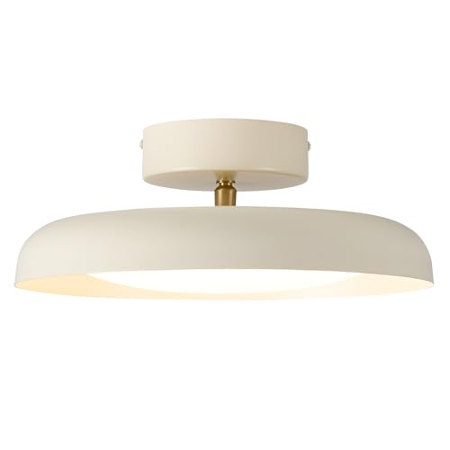 Modern LED Ceiling Light, Brass Accent 12.6 Inch Semi Flush Mount Ceiling Light, Adjustable Angle Light Fixture, 3000K/Warm White/18W, for Hallway, Entryway, Kitchen