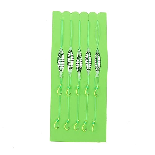 HOUDERCO 5個 防??双? 高炭素鋼製 スプリングフィーダー付き釣り仕掛け 糸絡み防止シリコンビーズ採用 釣具耐久性 フィッシングギア