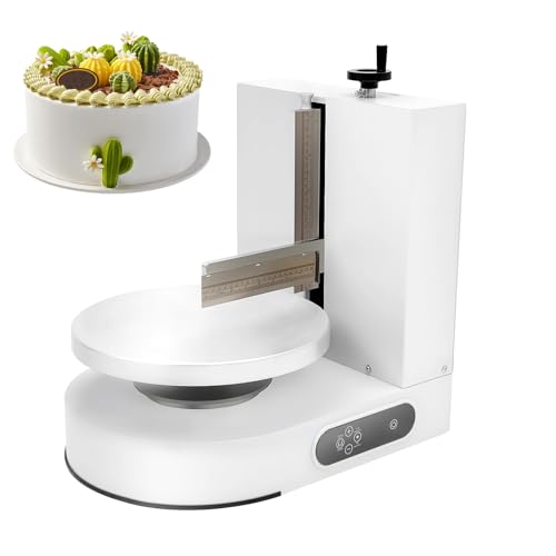 Cake Decorating Machine Automatic Cake Frosting Machine Cake Icing Machine Cake Scraper Electric Cream Butter Smoothing Coating Machine for Households, Cakes Shop (White, For 4-12 inch Cakes)