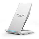 NANAMI ワイヤレス充電器 Qi認証 iPhone 17/16/15/14/13/12/11/SE/8(Pro/Pro Max/Air/Plus) Galaxy S25/S24/S23/S22/21(Ultra) qi機種対応 USB-Cポート Quick Charge 3.0 15W出力 急速 置くだけ充電 スマホスタンド ワイヤレスチャージャー 日本語取扱説明書付属 秋のギフト シルバー