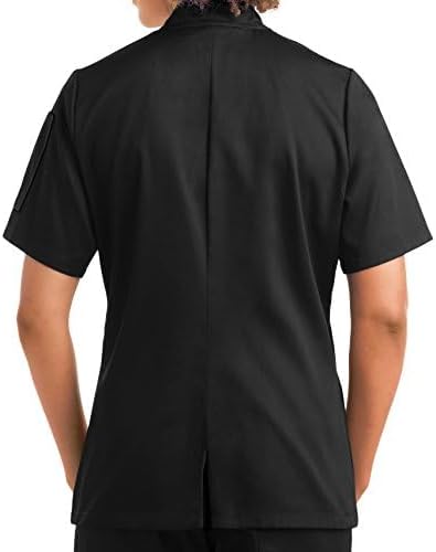 Women's Chef Coat Short Sleeve - Professional Chef Jacket, Reversible Front Closure, Thermometer Pocket & Center Back Vent - Image 7