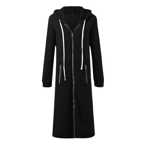 Women's Zip Up Long Hoodies Long Sleeve Drawstring Hooded Sweatshirts Fall Oversized Fleece Jackets with Pockets3