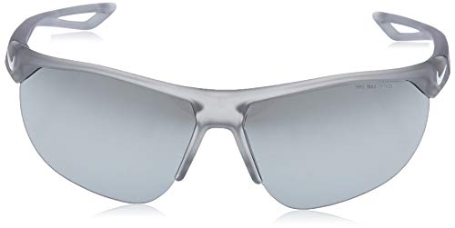 Nike Golf Cross Trainer Sunglasses, Matte Crystal Wolf Grey/White Frame, Grey with Silver Flash Lens2