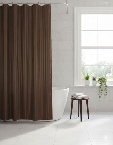 Image of CASA-NEST Waterproof Fabric Shower Curtain, Size 72x78 Inch, Single PC Packing, Hotel Quality Bathroom Curtain (Brown)