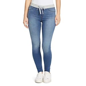 l.e.i. Womens Dorm Pull on Tie Front Jegging Knit Denim Pant Standard