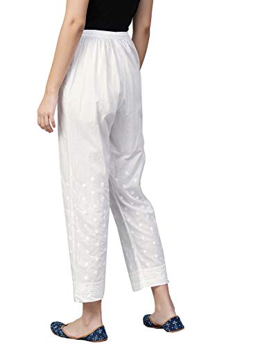 Ada Indian Hand Embroidered Traditional Chikankari Women's Cotton Palazzo Pant A1001472