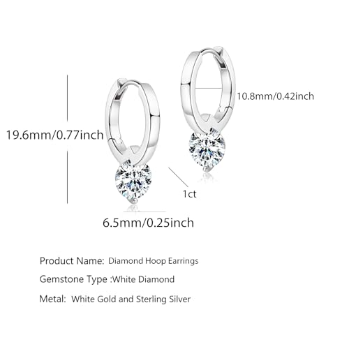 14K Gold Over S925 Sterling Silver1 Carat Diamond Hoop Earrings for Women -VVS1 D-color - Thoughtful Birthday Gift for Mom3