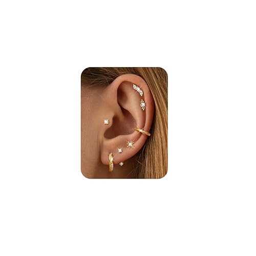Dochais 7 Paires Boucles d'Oreilles Acier Chirurgical 316L pour Femme Petites Boucles d'Oreilles Piercing Helix Boucle d'Oreille Cartilage Femme Or Creoles...