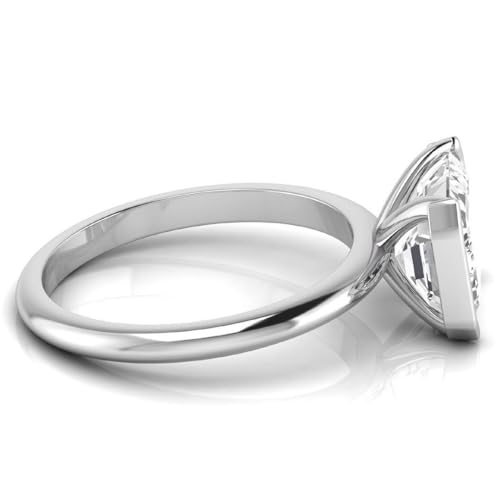IGI Certified 3 Carat Emerald Lab Grown Diamond (G, VS1) 14K Gold Womens Half Bezel Set Solitaire Engagement Ring4