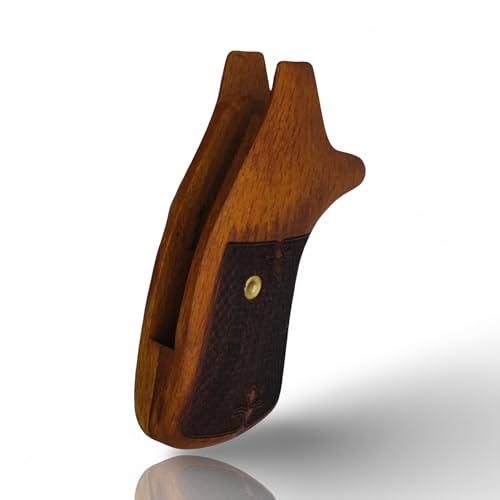 Zib Grips, Revolver J Round Grips Compatible with S&W, Real Wood Gun Grips for Smith & Wesson J Frame Round Butt .38 Special and 9mm / Screw Included (Beech | Amber- Checkered Triangle) by Zib Grips - Used condition - Image 5