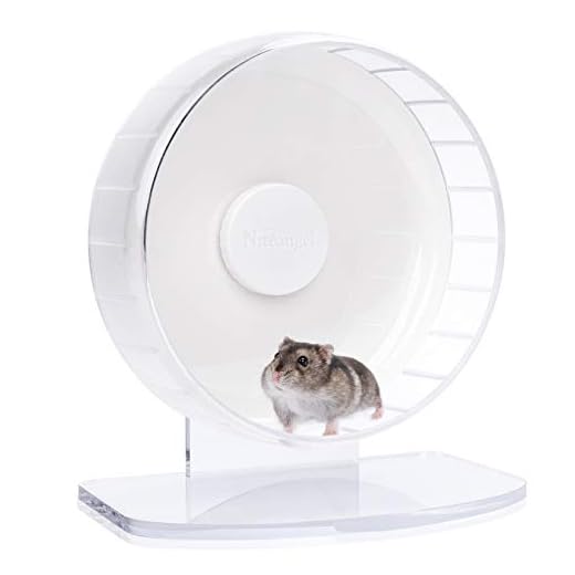 Niteangel Super-Silent Hamster Exercise Wheels - Quiet Spinner Hamster Running Wheels with Adjustable Stand for Hedgehog Gerbils Mice or Other Small Animals (S, White)