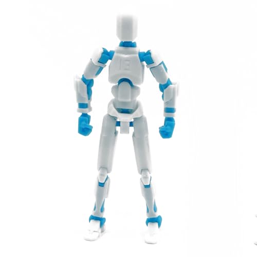 Image of Dummy 13 Action Figure Robot | Fully Articulated 3D Printed Robot Toy | 5.4-inch Collectible Figurine Matte Finish| Unassembeled (White-SkyBlue)